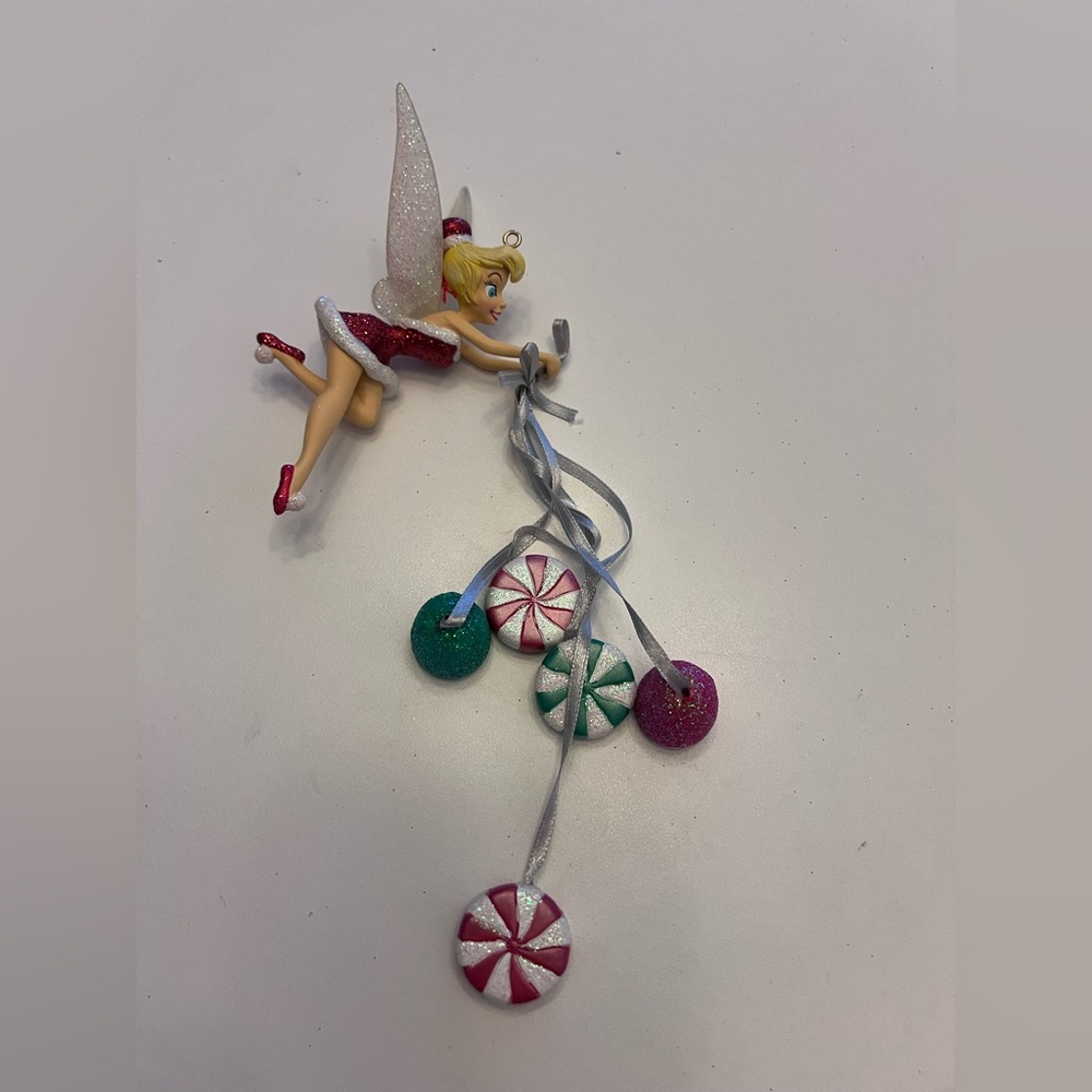 Disney Tinker Bell Holiday Ornament - Red, Green, Pink, Silver
